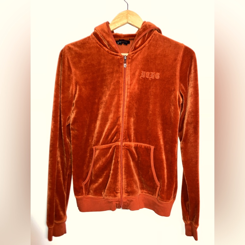 bcbgmaxazria y2k burnt orange zip up
